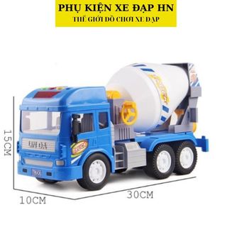 Mô hình xe trộn bê tông đồ chơi mô hình xe trộn bê tông bánh đà kèm nhạc cho bé