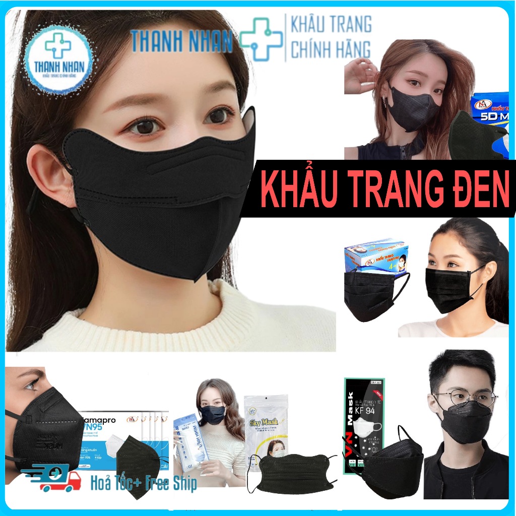 Khẩu Trang Màu Đen Đang Có Mặt Trên Thị Trường: 2D,3D,4D,5D,6D,9D,N95,Y Tế,Kua. Hàng Chất Lượng Cao .