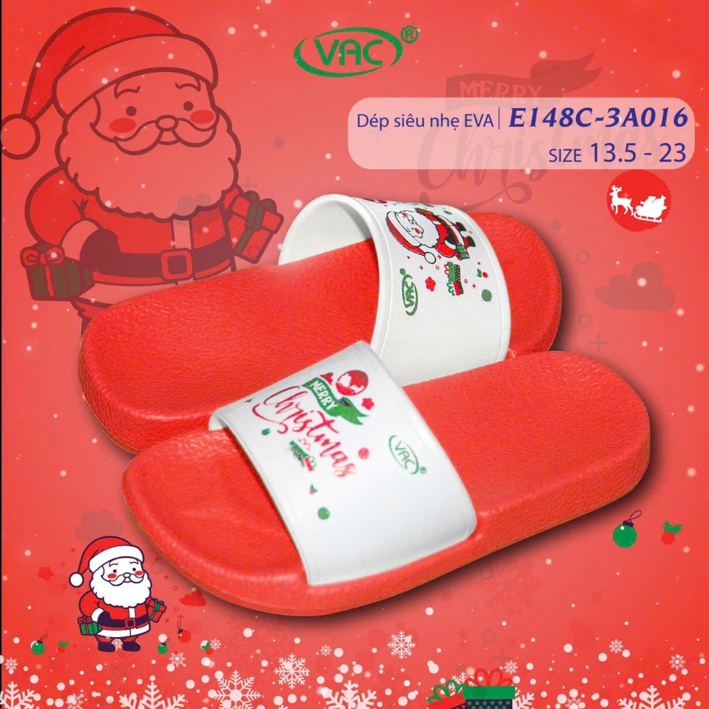 DÉP QUAI NGANG GIÁNG SINH-NOEL TRẺ EM VAC E148C-3A016 NHỰA EVA CAO CẤP DÉP ĐI MƯA