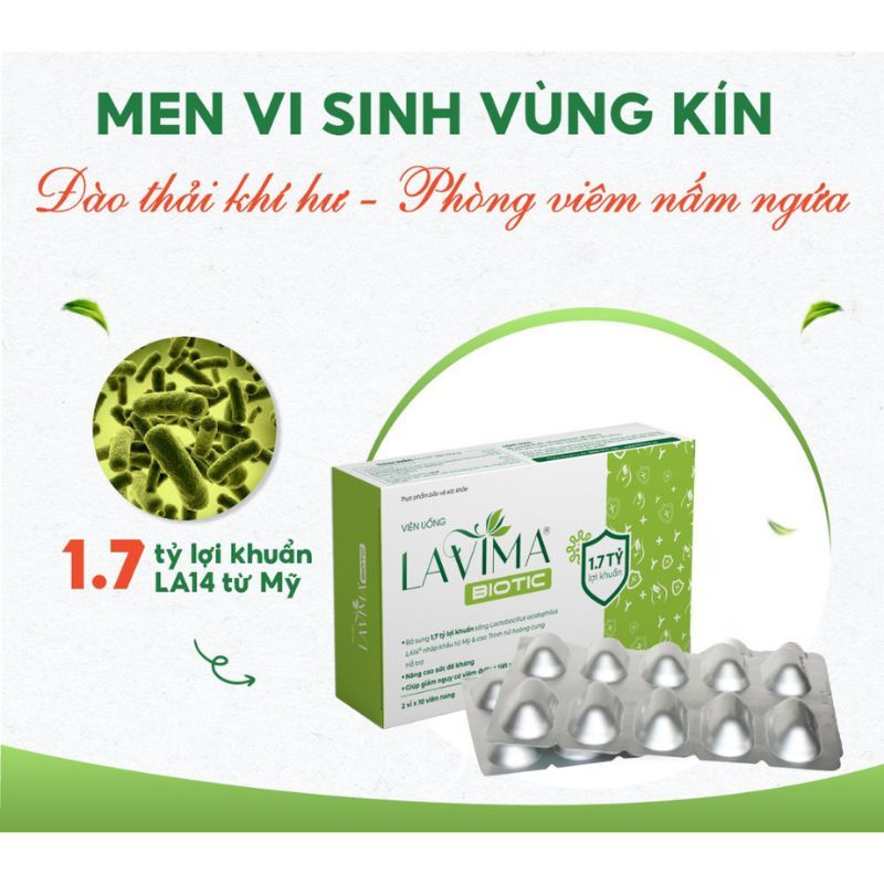 Viên Uống Phụ Khoa, Men Vi Sinh Vùng Kín LAVIMA BIOTIC 20 Viên, Giảm Khí Hư