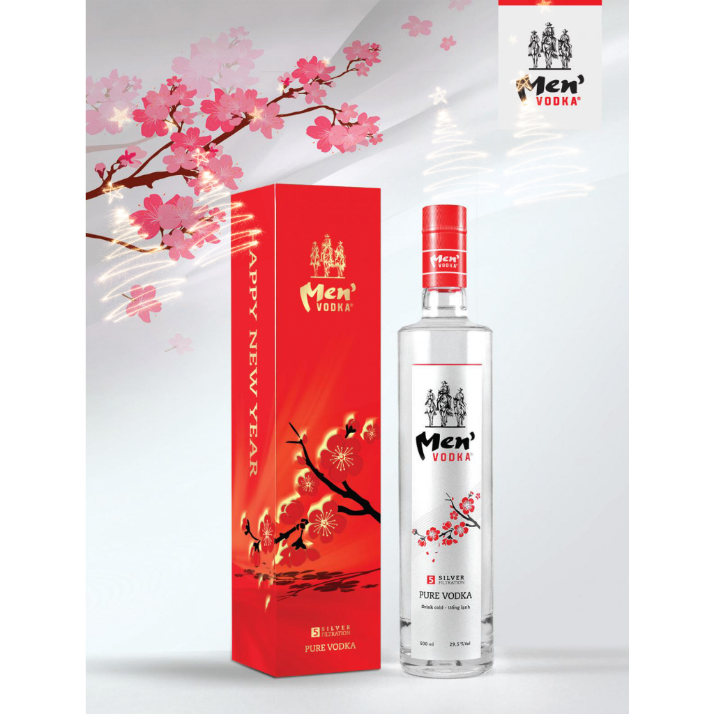 Rượu Men Vodka Hoa Đào Độ Alc 29.5% chai 300/500ml Kèm Hộp