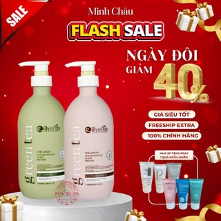 Cặp dầu gội xả trà xanh cặp dầu gội eillyelsty, dầu thảo dược cao cấp siêu mượt tóc:
