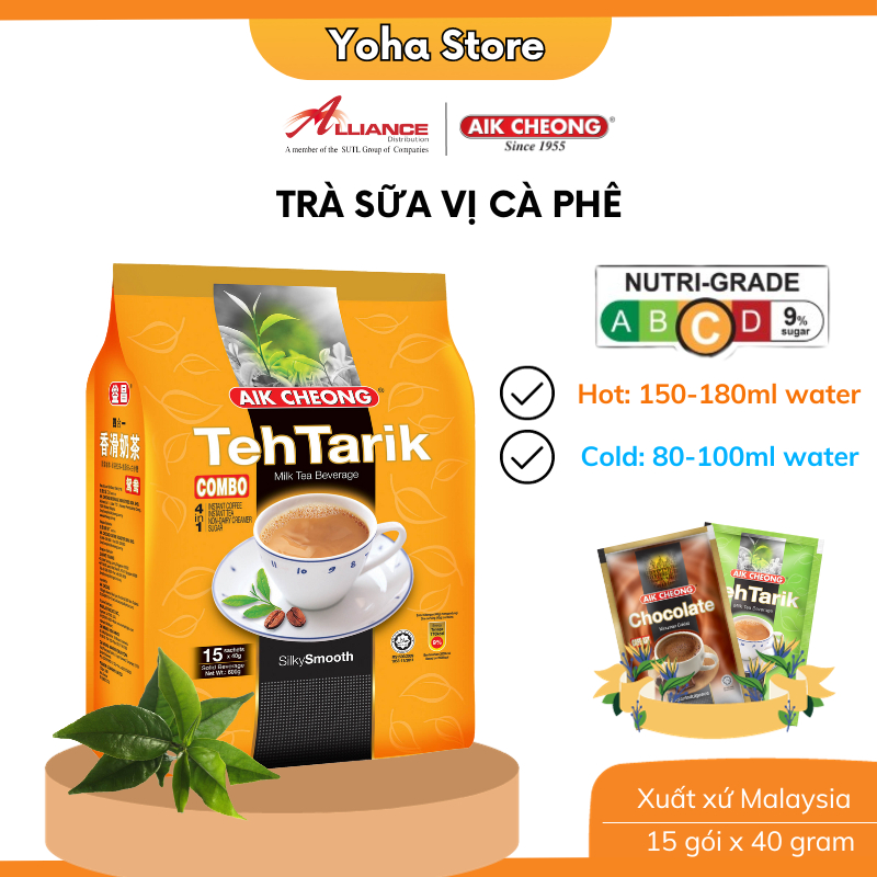 ✅ Trà Sữa Vị Cà Phê Aik Cheong Teh Tarik Combo 4 In 1 (15 Gói x 40g) - nhập khẩu từ Malaysia