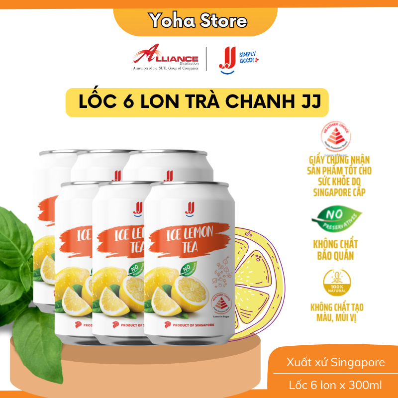 Lốc 6 Trà Chanh JJ (6 Lon x 300ml) - Thương hiệu Singapore