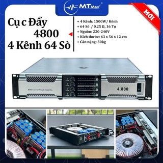Nâng cấp âm thanh cục đẩy 4800 công suất cực lớn - 4 kênh công suất 1500w mỗi kênh, 64 sò, 16 tụ dùng được cho dàn