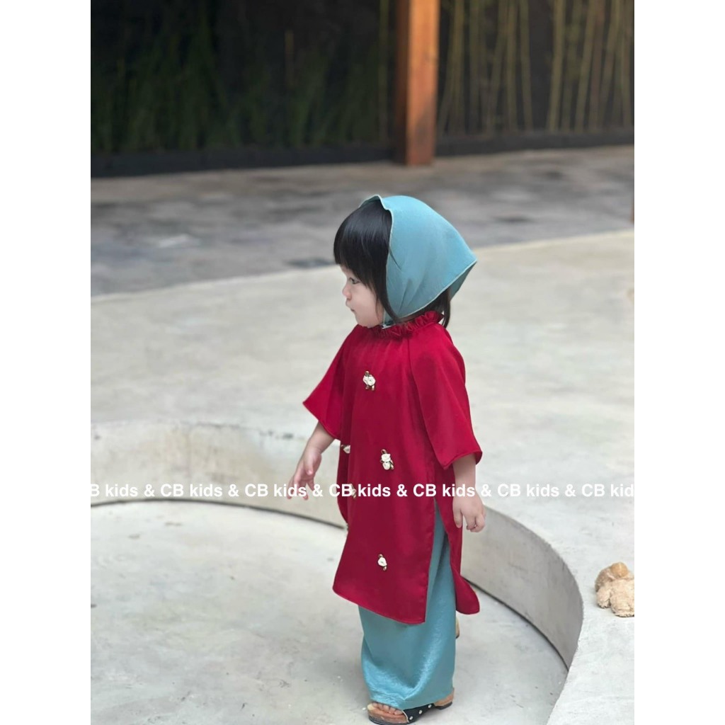 Áo dài cho bé gái, áo dài kèm khăn trùm cho bé gái từ 10-27kg BÌNH MINH SHOP
