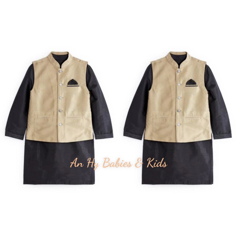 Set áo dài bé trai 2 chi tiết- Gold Set