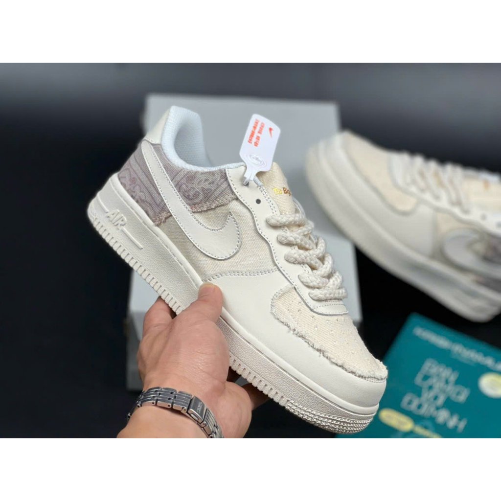 Giày _Nike Air Force 1 Dây Thừng , Xanh Đỏ, Vệt Xanh đế xanh, Mũi Đen Hàng bản Cao Cấp
