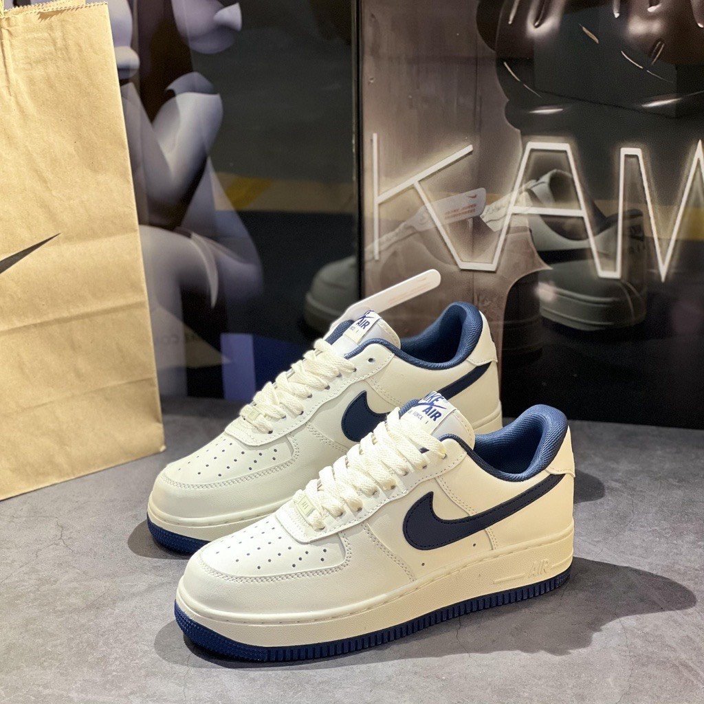 Giày _Nike Air Force 1 Dây Thừng , Xanh Đỏ, Vệt Xanh đế xanh, Mũi Đen Hàng bản Cao Cấp