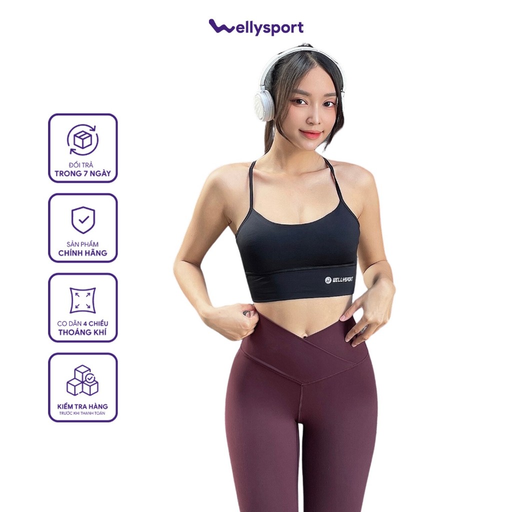 Quần Legging cạp chéo, đồ tập Yoga, Gym nữ Welly Sport, màu đỏ plum, Mã QLD03