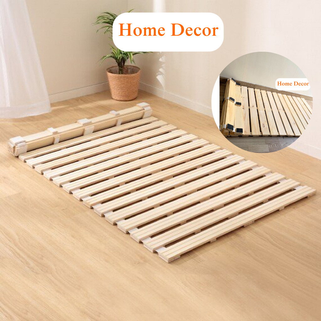 Giường Cuộn Trải Sàn Thông Minh Gập Gọn 1m - 1m8 x 2m, Giường Pallet Cuộn Gỗ Thông Cao Cấp