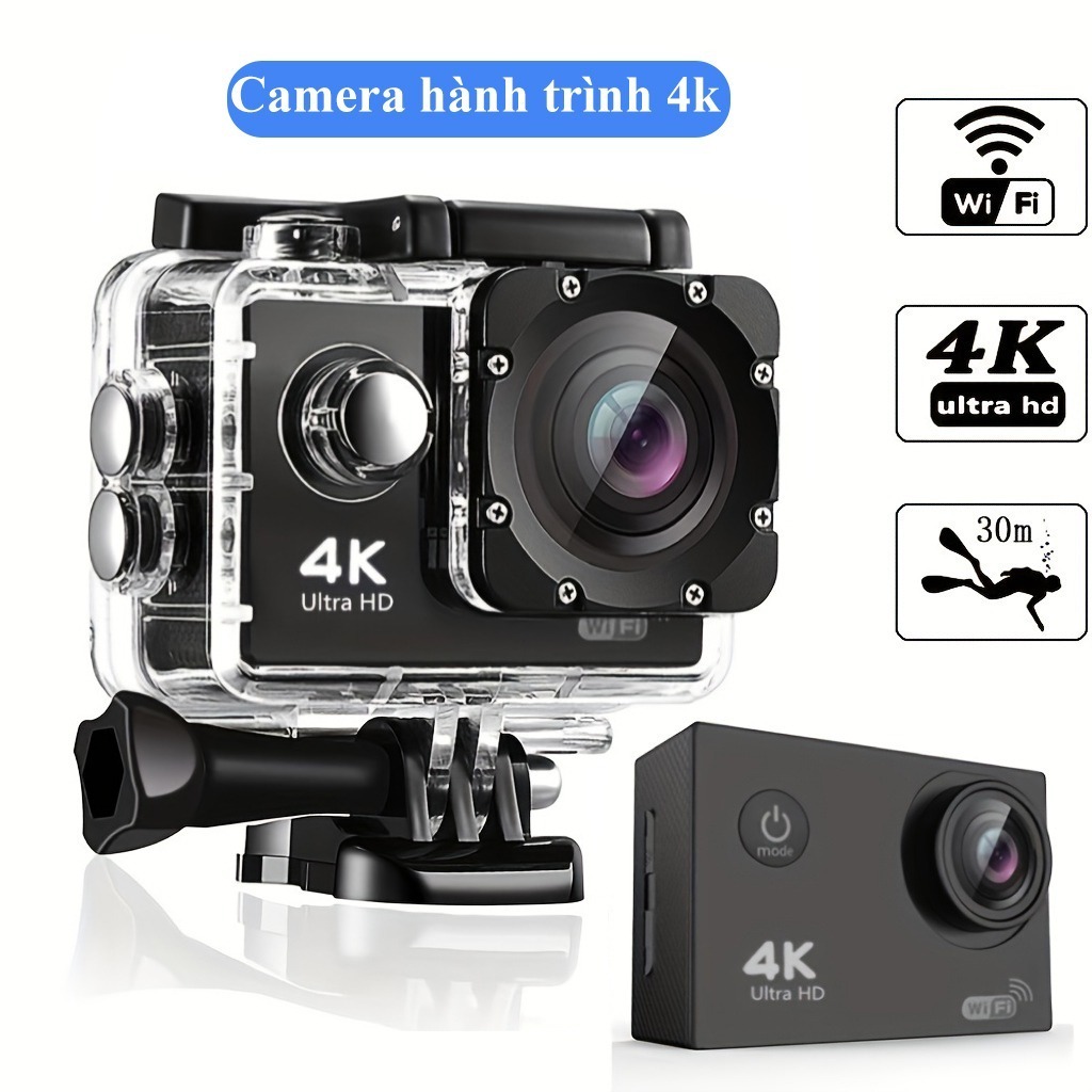 Camera hành trình xe mát gắn mũ bảo hiểm Sport camera 4K, Cam hành trình cho xe máy, xe đạp, đi phượt