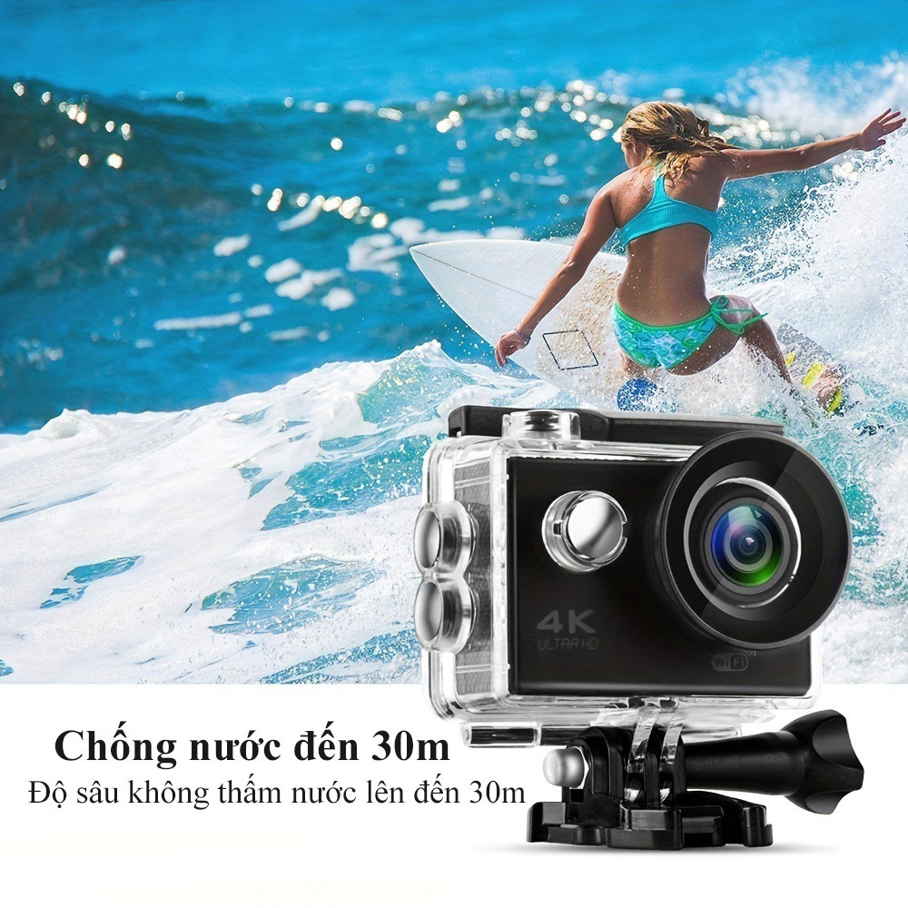 Camera hành trình xe mát gắn mũ bảo hiểm Sport camera 4K, Cam hành trình cho xe máy, xe đạp, đi phượt