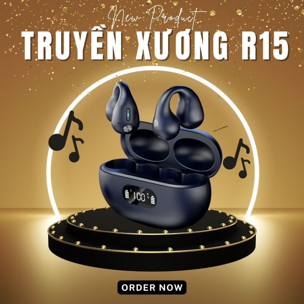 Tai nghe Bluetooth không dây dẫn truyền xương, Tai nghe kẹp vành tai kèm micro chống nước chuẩn