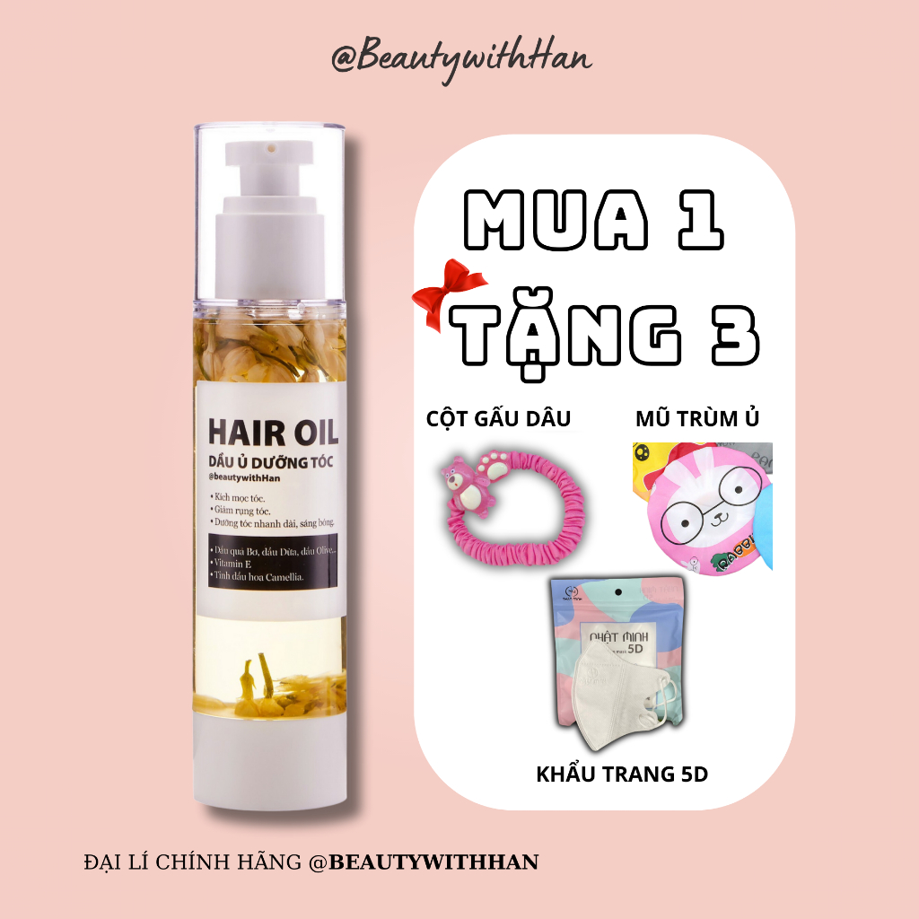 Sẵn hỏa tốc HCM- Dầu ủ dưỡng tóc phục hồi kích mọc tóc - Hair treatment @beautywithHan 100 ml