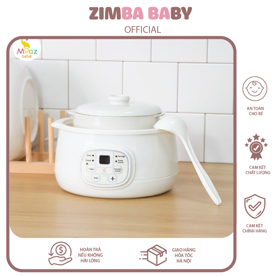 Nồi nấu cháo chậm Moaz Bébé MB 060 5in1 chế biến các món ăn dặm đa năng lỗi 1 đổi 1 bảo hành 12 tháng hàng chính hãng