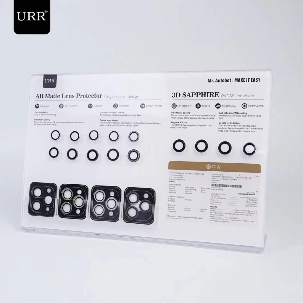 AUTOBOT URR SAPPHIRE PVDSS - Khung dán bảo vệ Lens Camera Smart Phone 15 Pro Max , cao cấp bằng Sapphire nguyên khối