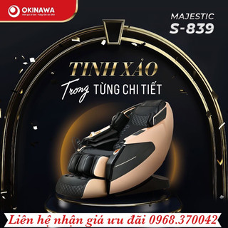 Ghế massage okinawa s-839 công nghệ 5d max vỏ nhựa