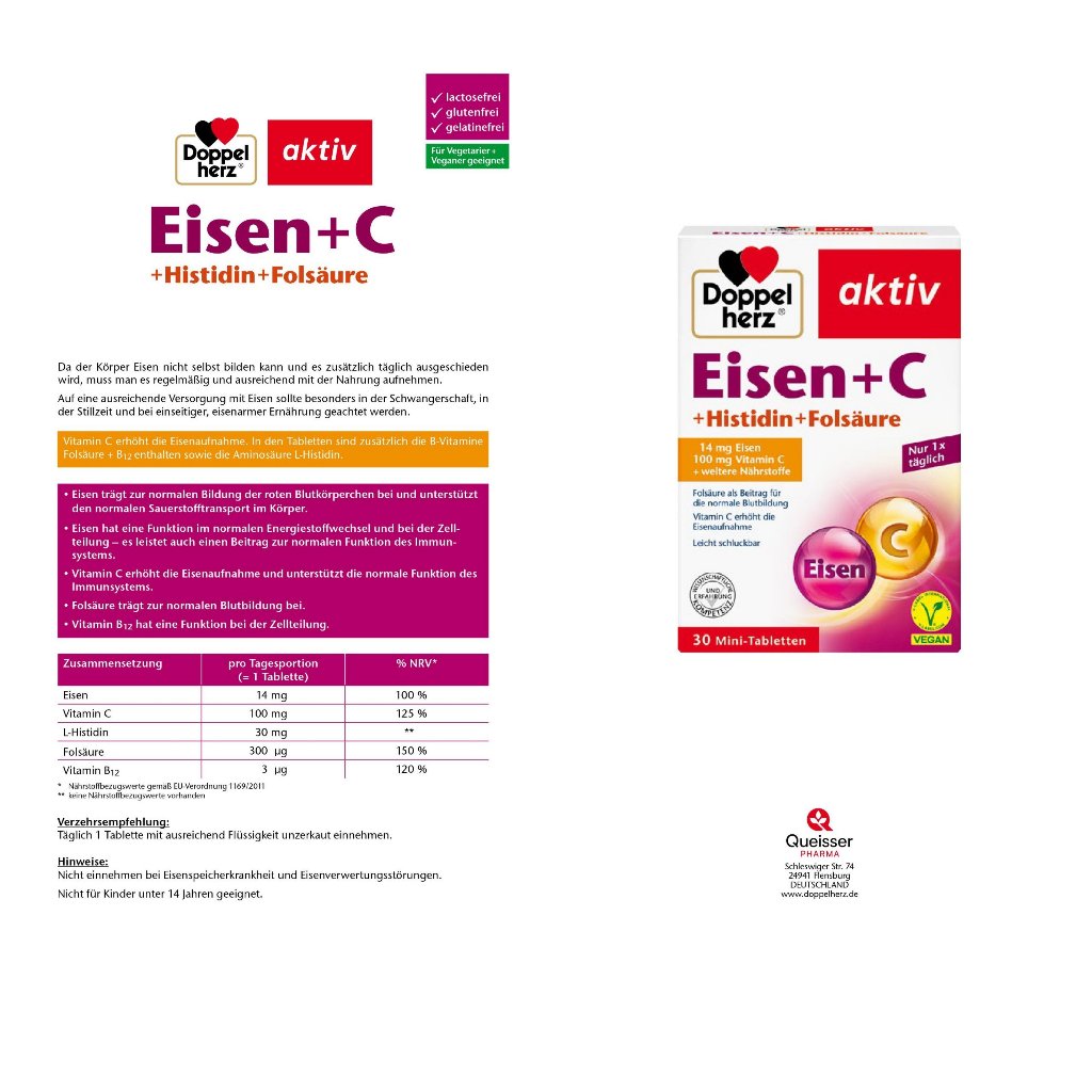 Viên sắt Eisen + C + Axit Folic hộp 30 viên hỗ trợ phòng ngừa thiếu máu