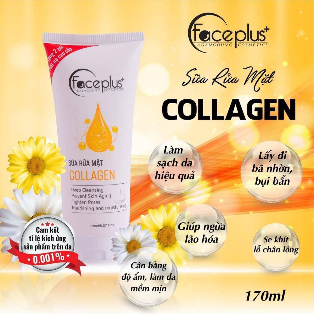 Sữa rửa mặt dưỡng mịn sạch da se khít lỗ chân lông Collagen FacePlus+ (170ml)