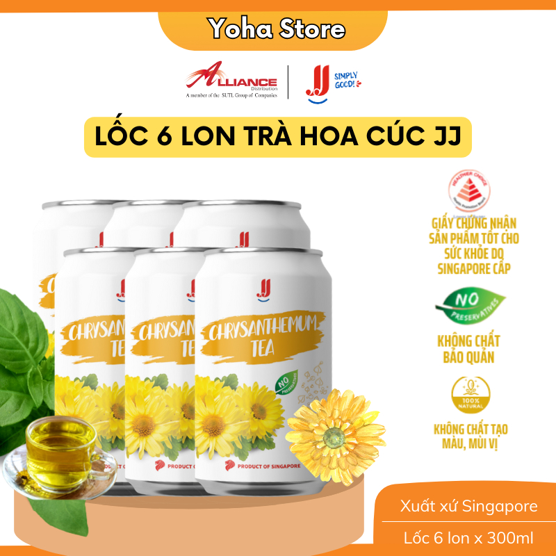 Lốc 6 Lon Trà Hoa Cúc JJ (6 Lon x 300ml) - Thương hiệu Singapore