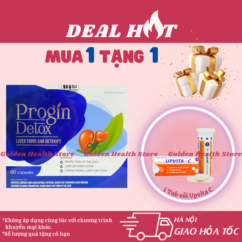 Progin Detox - Viên uống bổ gan, giải độc gan, tăng cường chức năng gan