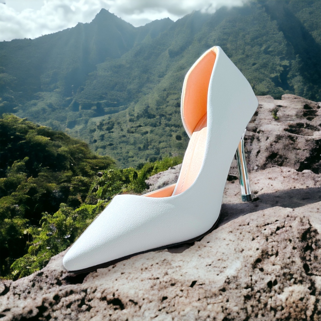 Giày nữ khoét eo phối gót bạc cao 9cm sang xịn - B1