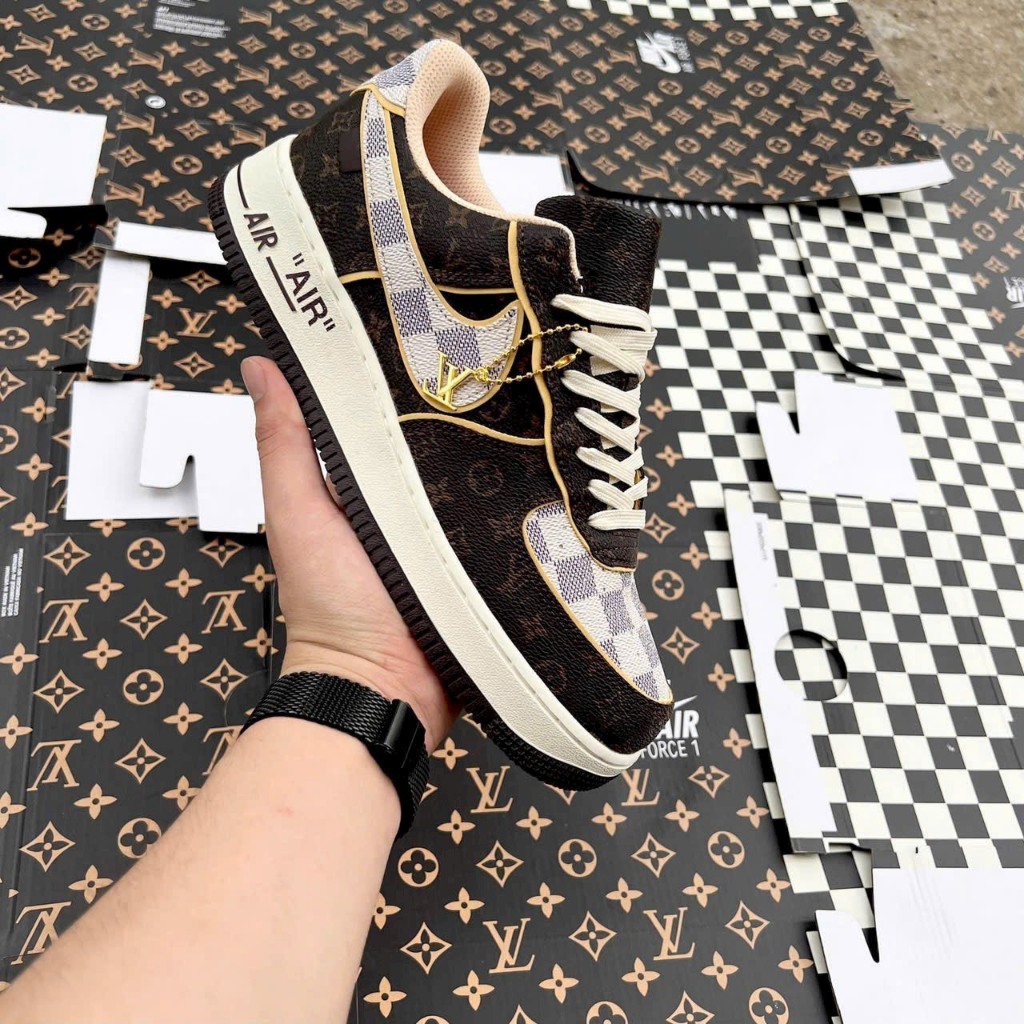 Giày Thể Thao AF1 LV Xanh, Đỏ, Đen, Trắng, Nâu, Giầy Sneaker Air Force 1 Low LV Bản Da Cao Cấp Hót Trend 2022