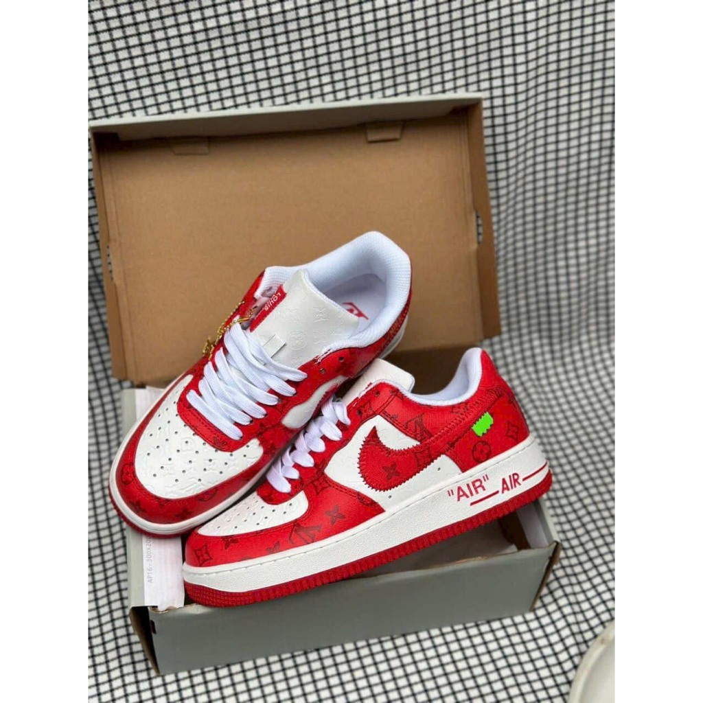 Giày Thể Thao AF1 LV Xanh, Đỏ, Đen, Trắng, Nâu, Giầy Sneaker Air Force 1 Low LV Bản Da Cao Cấp Hót Trend 2022