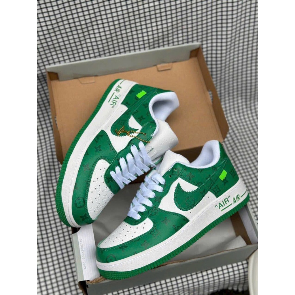Giày Thể Thao AF1 LV Xanh, Đỏ, Đen, Trắng, Nâu, Giầy Sneaker Air Force 1 Low LV Bản Da Cao Cấp Hót Trend 2022