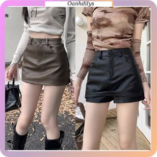 Chân váy da chữ A dáng ngắn, Chân váy da ngắn có lót bên trong hàng order Taobao nhà Oanhdilys