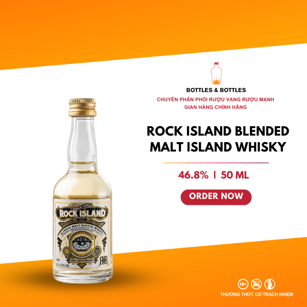 [CHÍNH HÃNG] Rượu MINI Rock Islands Blended Malt Whisky - 50ML - 46.8%