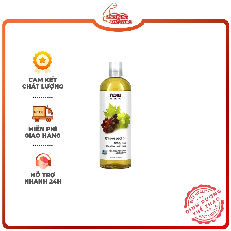 NOW GRAPESEED OIL | Tinh Dầu Nho Vitamin Và Khoáng Chất Giúp Đẹp Da, Hỗ Trợ Tóc Suôn Mượt