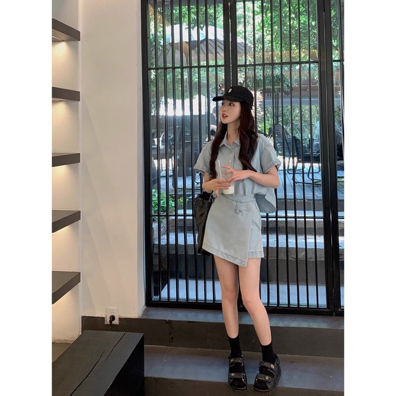 Set bò quần giả váy hàng qc