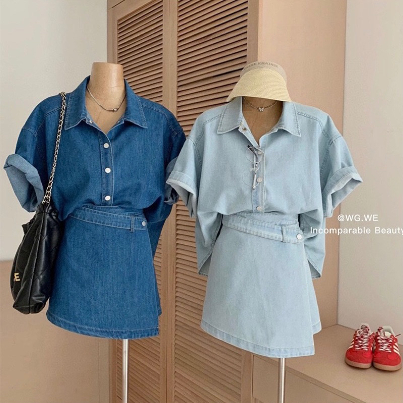 Set bò quần giả váy hàng qc