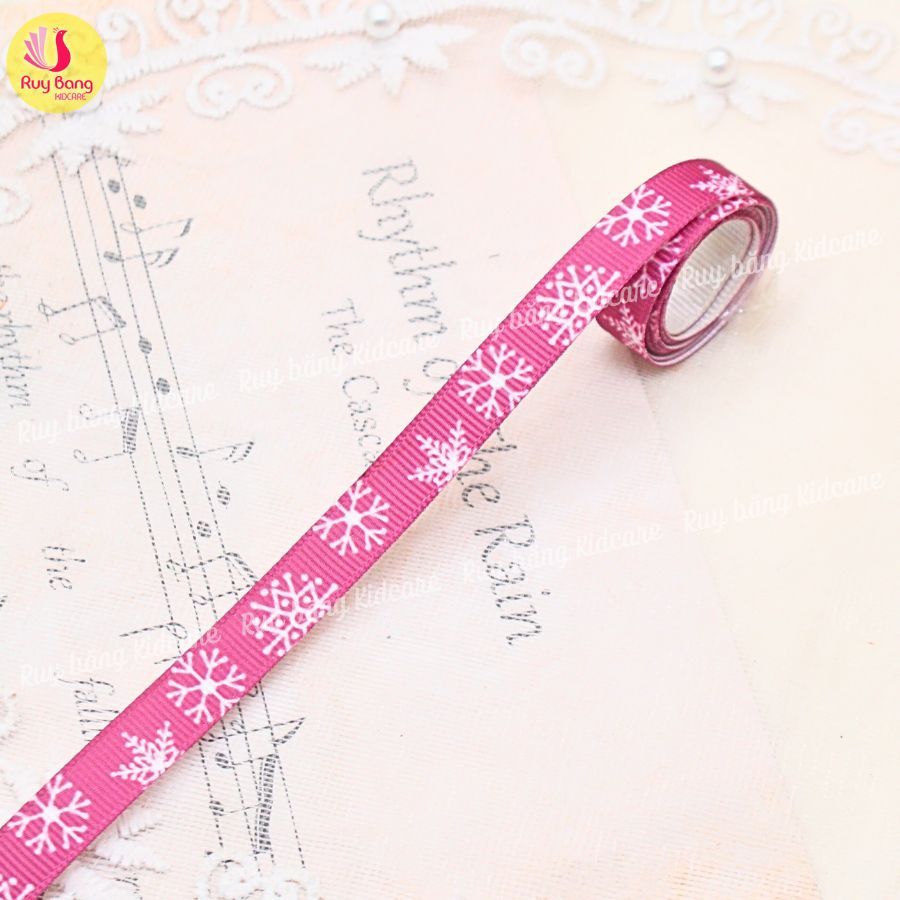 Ruy băng noel, ruy băng họa tiết noel dùng trang trí, ruy băng gói quà, kẹp tóc noel...