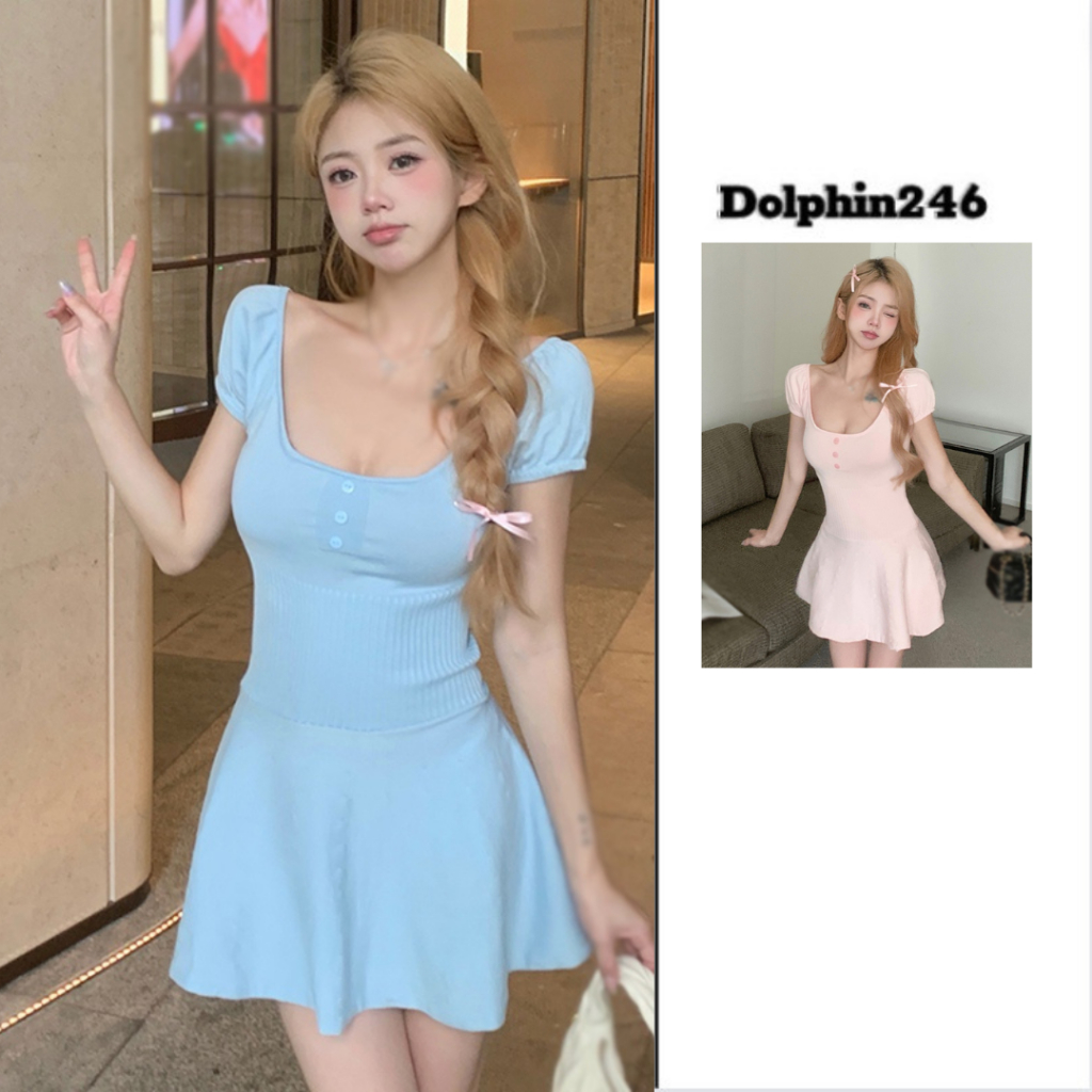 Váy len nữ ngắn cổ vuông đầm body ôm sexy dáng xòe xinh xắn thắt eo tôn dáng che khuyết điểm M306 B2-7
