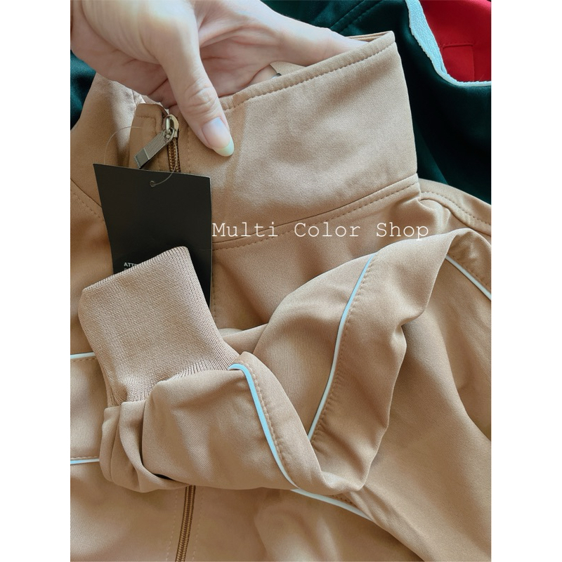 Áo khoác thun nữ dáng lửng croptop cổ trụ