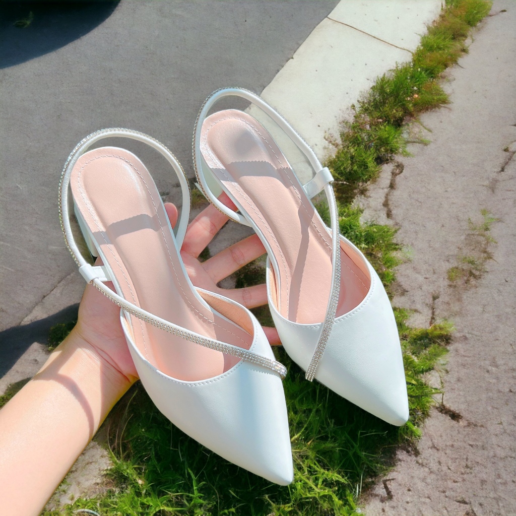 Giày nữ phối quai đá mang được 2 kiểu 5cm - B18