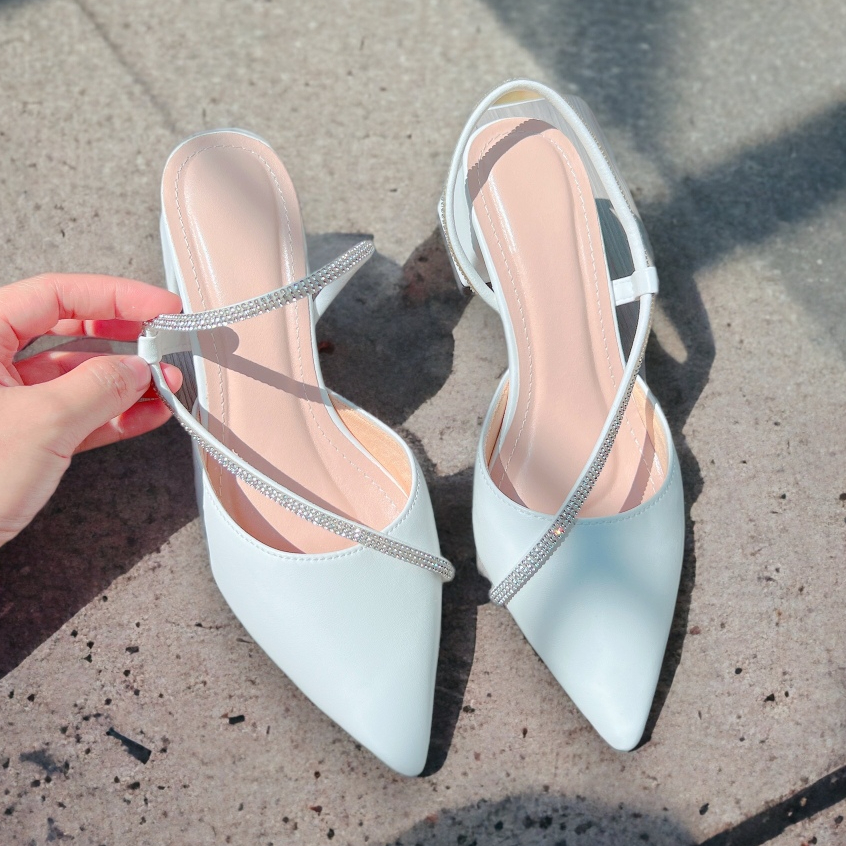 Giày nữ phối quai đá mang được 2 kiểu 5cm - B18
