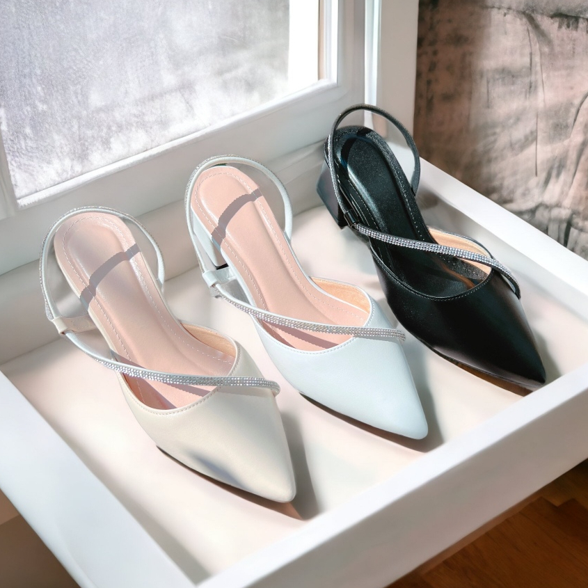 Giày nữ phối quai đá mang được 2 kiểu 5cm - B18