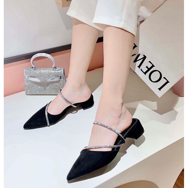 Giày nữ phối quai đá mang được 2 kiểu 5cm - B18