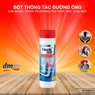 Bột thông tắc vệ sinh đường ống thoát sàn chậu rửa lavabo bồn cầu hiệu Denkmit chai 600gr