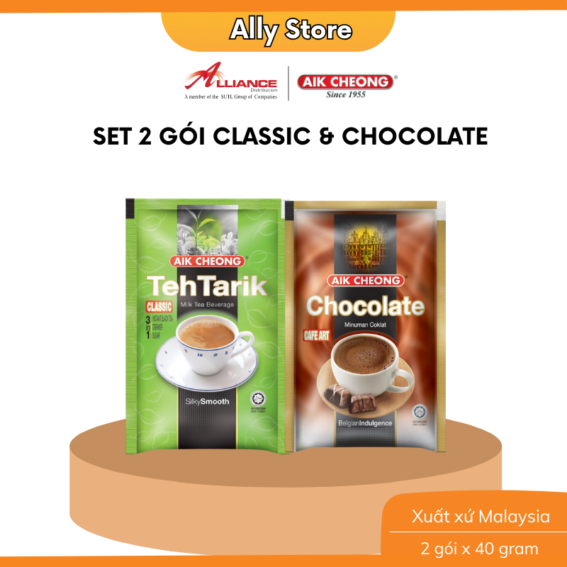 Set 2 Gói Nhỏ Trà Sữa Aikcheong Vị Matcha Và Chocolate (2 Gói x 25g) - Nhập Khẩu Từ Malaysia
