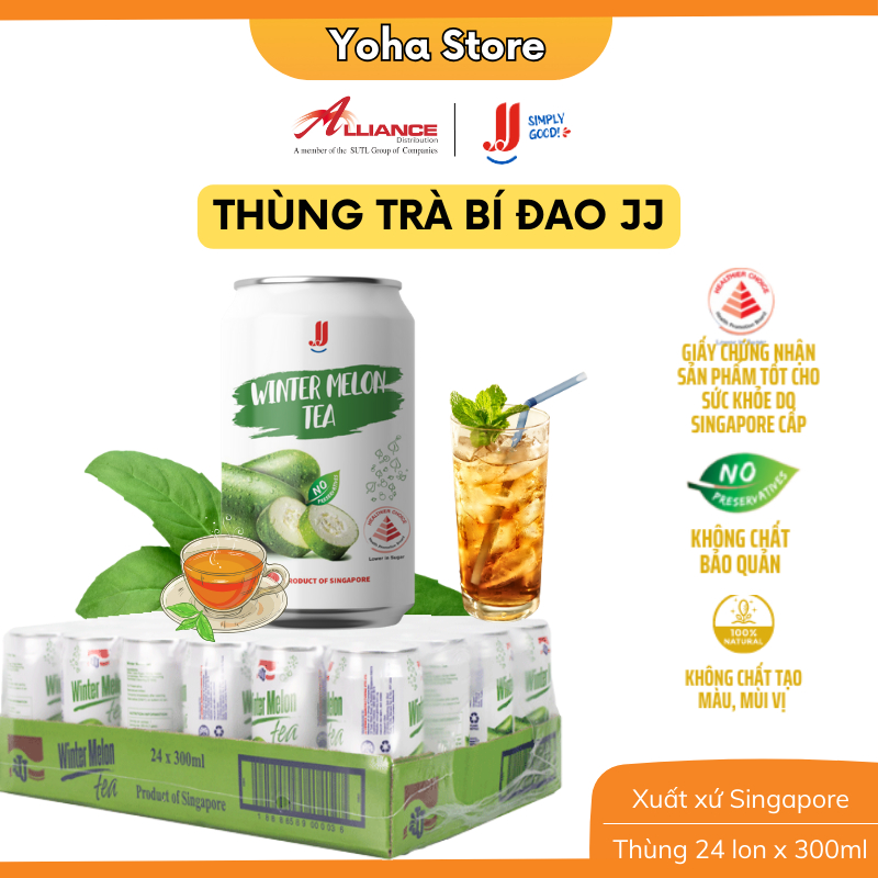 Thùng Trà Bí Đao JJ (24 Lon x 300ml) - Thương hiệu Singapore