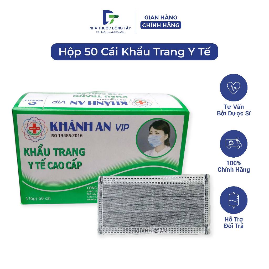 Khẩu Trang Y Tế 4 Lớp Cao Cấp, Khẩu Trang Y Tế Kháng Khuẩn Khánh An - Nhà Thuốc Đông Tây 3