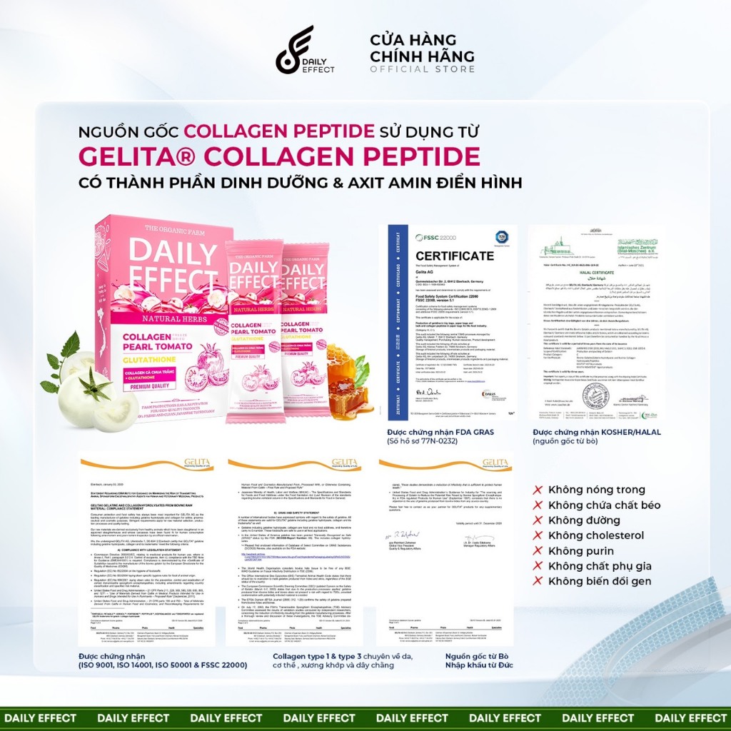 Nước Uống Collagen Daily Effect Peptide Cà Chua Trắng Glutathione Hỗ Trợ Làm Đẹp & Ngừa Lão Hóa