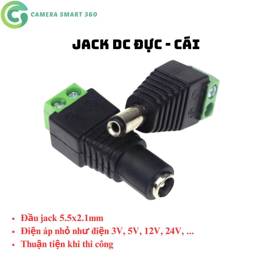 Đầu nối tín hiệu camera Jack nguồn DC đực cái 5.5x2.1mm, Dây DC đực cái nối nguồn, dây cáp kết nối