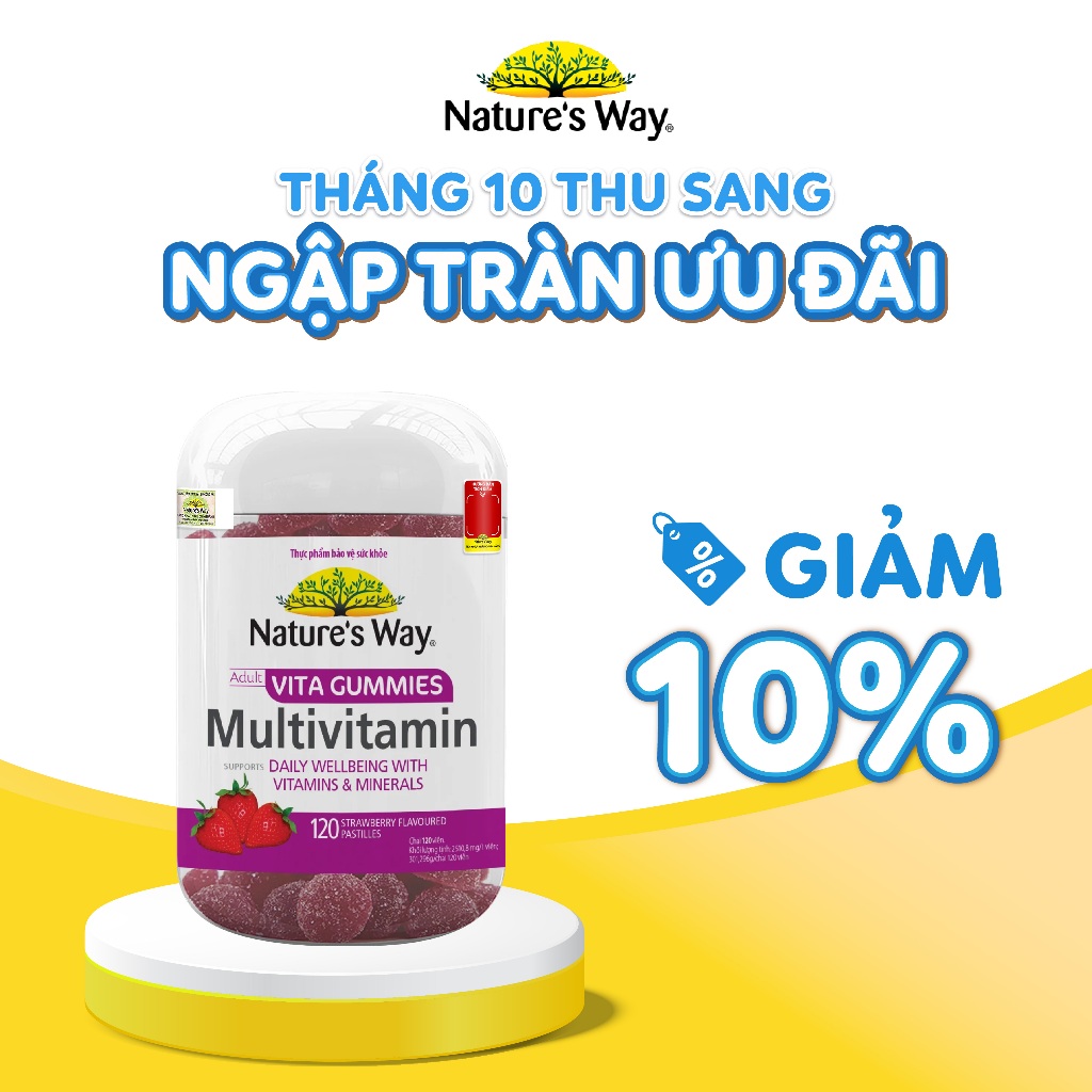 Kẹo Dẻo Multivitamin Nature's Way Vita Gummies MULTIVITAMIN, Bổ Sung Vitamin, Khoáng Chất Và Tăng Cường Sức Khỏe 120v/h