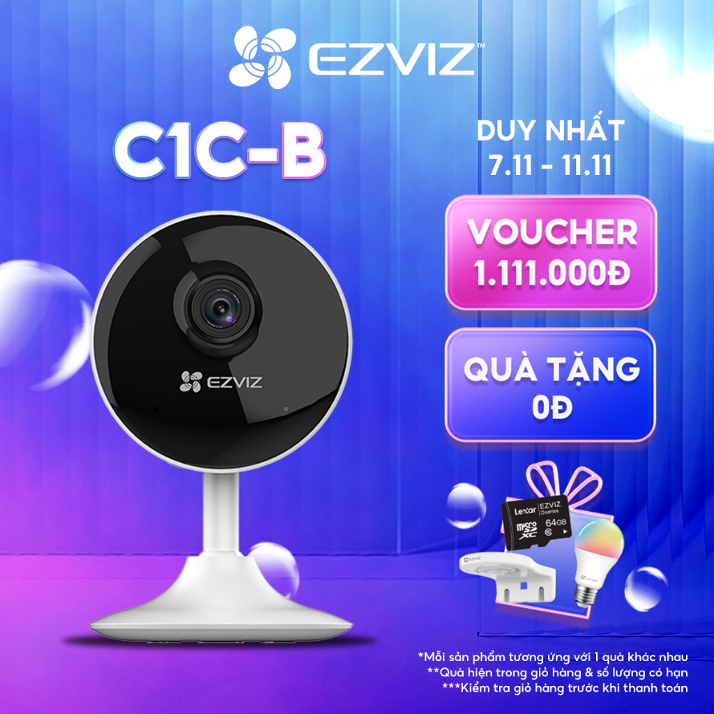 Camera WI-FI Trong nhà EZVIZ C1C-B 1080p, Đàm Thoại 2 Chiều, Công Nghệ Video H.265